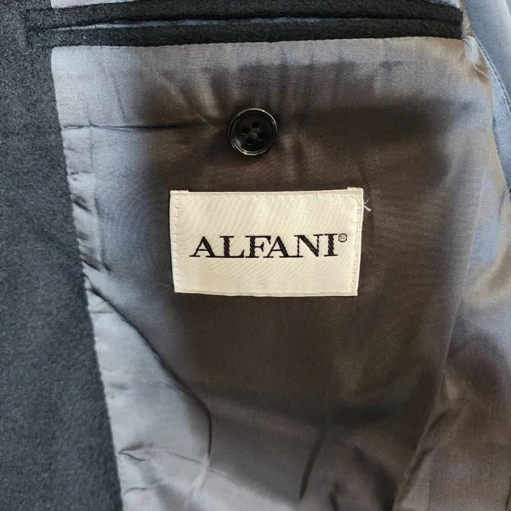 Macy's Alfani Size 40 R 100% Cashmere 2 Button Black Suit Jacket Sport Coat Soft